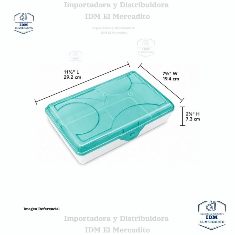 Caja plástica de almacenamiento multiusos con tapa, azul Molokai