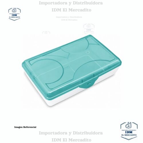 Caja plástica de almacenamiento multiusos con tapa, azul Molokai