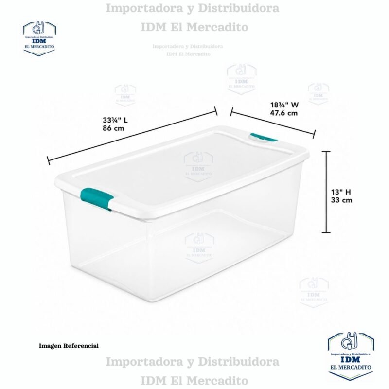 Caja plástica de almacenamiento de 100L con tapa clip Sterilite