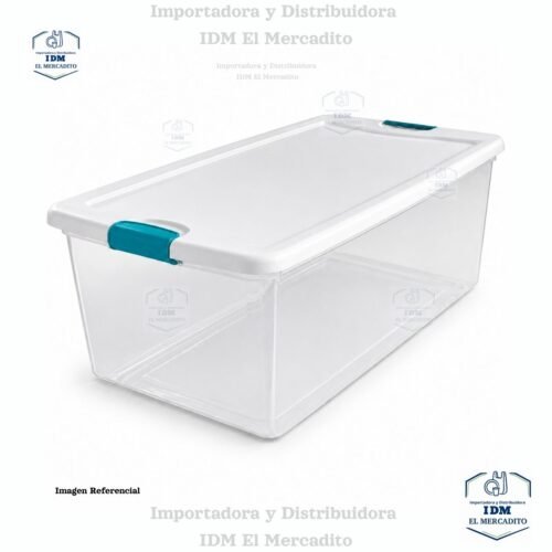 Caja plástica de almacenamiento de 100L con tapa clip Sterilite