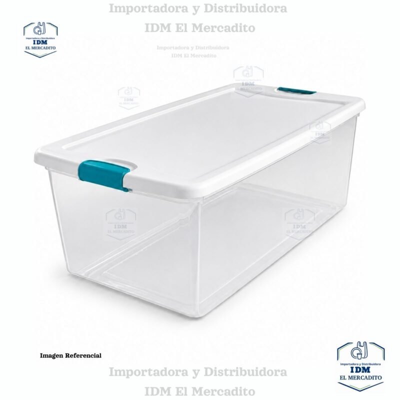 Caja plástica de almacenamiento de 100L con tapa clip Sterilite