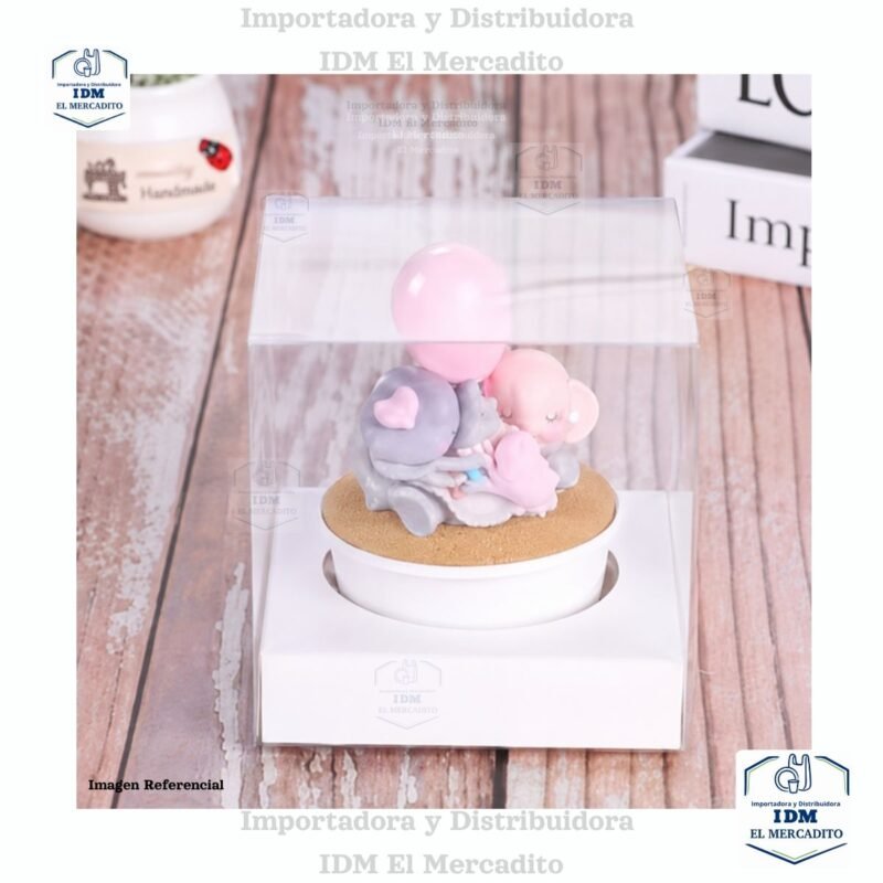 Caja cup cake, para muffins, con caja plastica transparente y bases de color rosa, blanco y dorado 9 x 9 x 9 cm