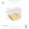 Caja cup cake, para muffins, con caja plastica transparente y bases de color rosa, blanco y dorado 9 x 9 x 9 cm