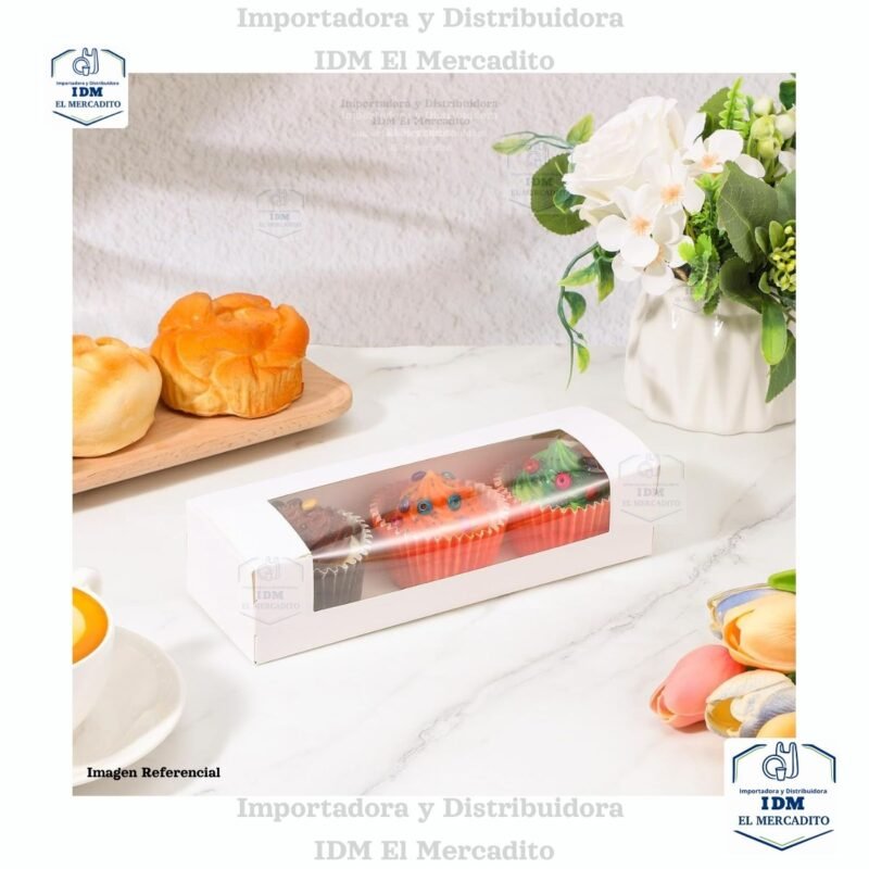 Cajas de galletas de 22 x 7 x 5 cm, cajas blancas para panadería con ventana, caja de pastel para pan, postres, magdalenas, donas, dulces y pasteles