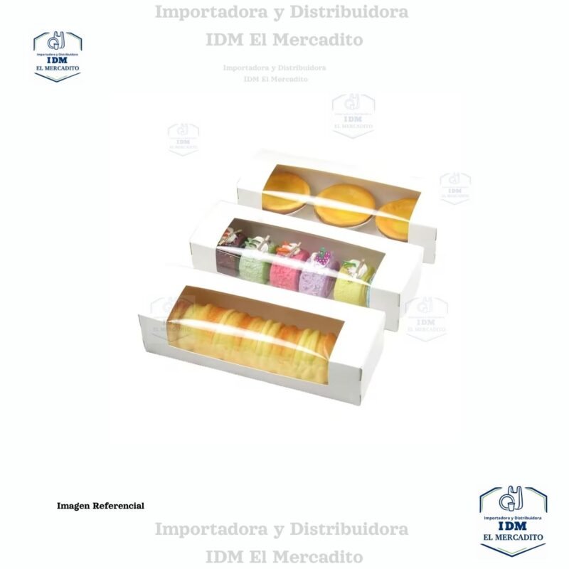Cajas de galletas de 22 x 7 x 5 cm, cajas blancas para panadería con ventana, caja de pastel para pan, postres, magdalenas, donas, dulces y pasteles