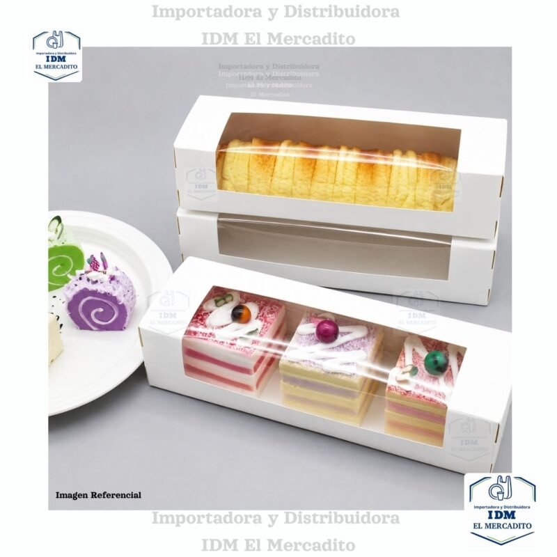 Cajas de galletas de 22 x 7 x 5 cm, cajas blancas para panadería con ventana, caja de pastel para pan, postres, magdalenas, donas, dulces y pasteles