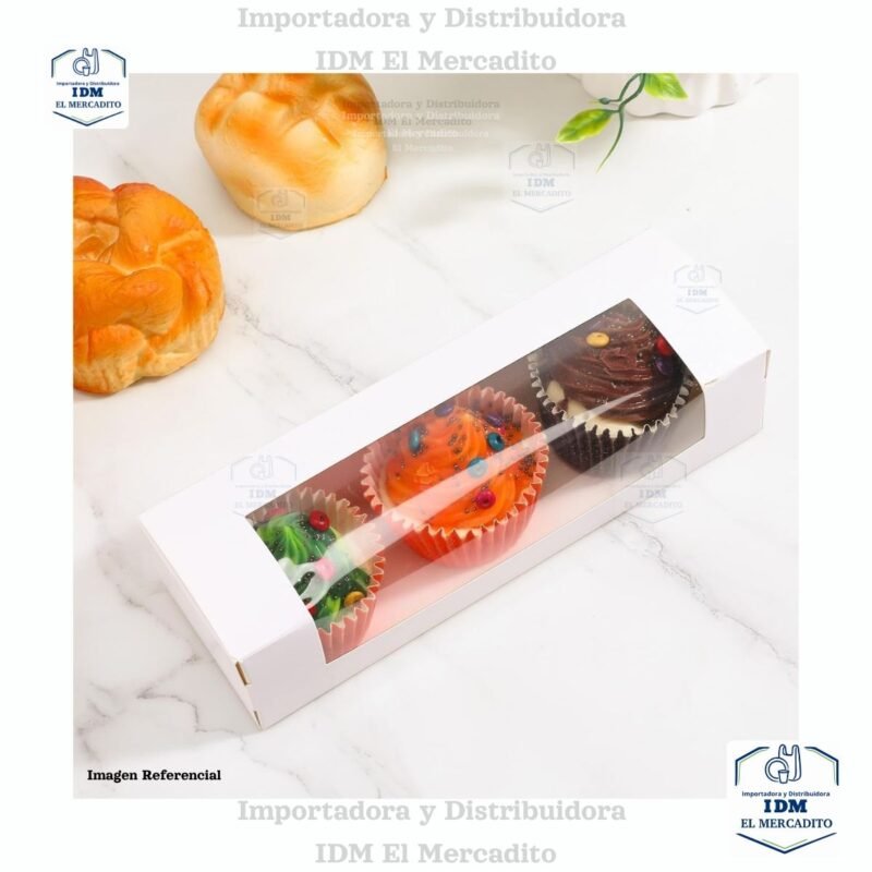Cajas de galletas de 22 x 7 x 5 cm, cajas blancas para panadería con ventana, caja de pastel para pan, postres, magdalenas, donas, dulces y pasteles