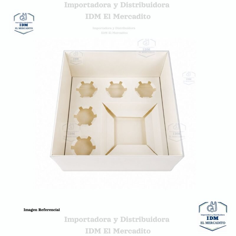 Caja para mini queque y cup cakes, 5 cup cakes + 1 mini queque, con tapa transparente