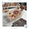 Caja para mini queque y cup cakes, 2 cup cakes + 1 mini queque, con tapa transparente