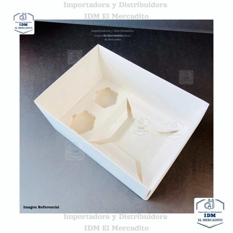 Caja para mini queque y cup cakes, 2 cup cakes + 1 mini queque, con tapa transparente