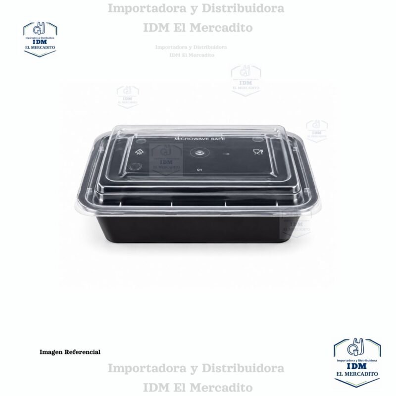 Contenedor Rectangular Negro, 24 oz, en paquetes de 10 unidades