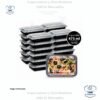 Contenedor Rectangular Negro, 16 oz, en paquetes de 10 unidades