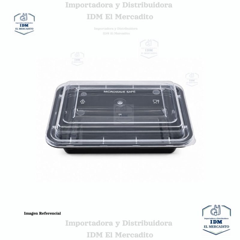 Contenedor Rectangular Negro, 16 oz, en paquetes de 10 unidades
