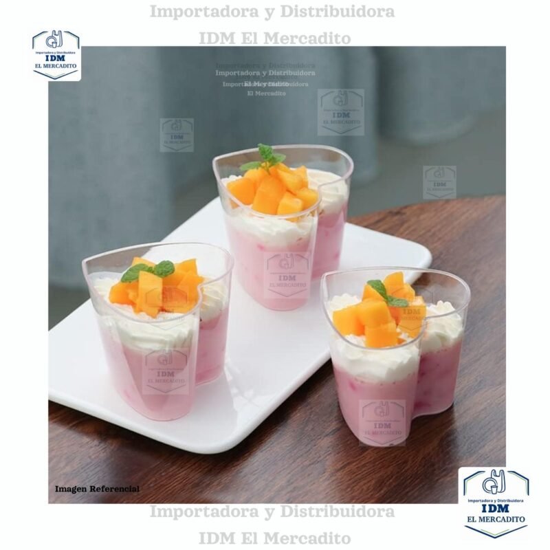 Mini tazas de postre en forma de corazón, 2.3 oz, 77 x 70 x 45 mm, en paquetes de 10 unidades