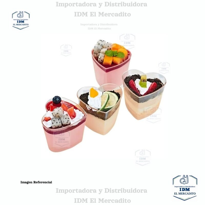 Mini tazas de postre en forma de corazón, 2.3 oz, 77 x 70 x 45 mm, en paquetes de 10 unidades