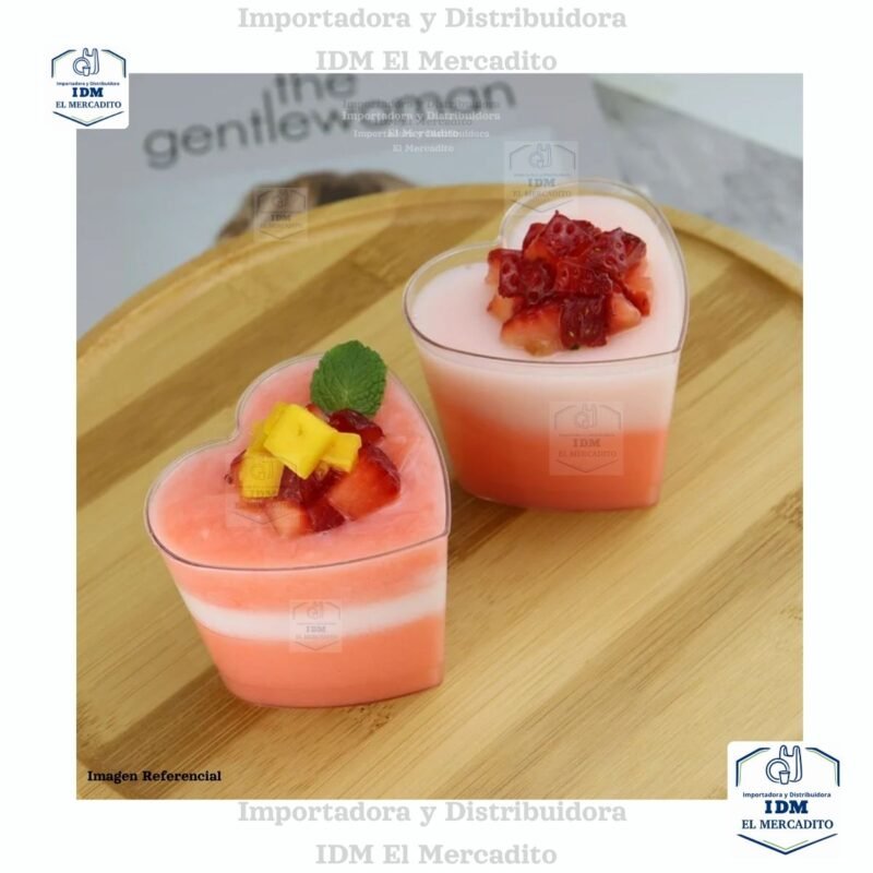 Mini tazas de postre en forma de corazón, 2.3 oz, 77 x 70 x 45 mm, en paquetes de 10 unidades