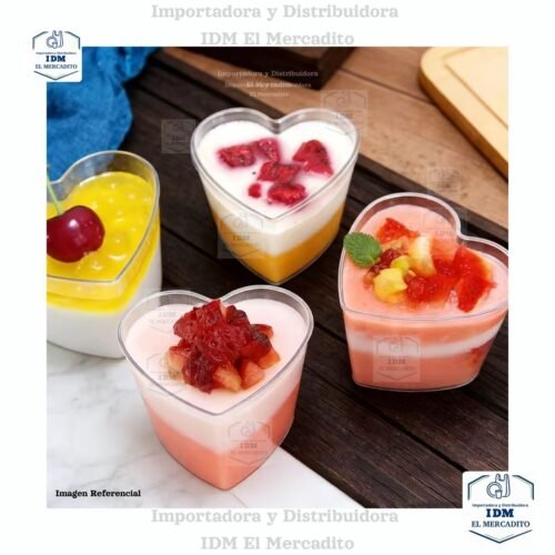 Mini tazas de postre en forma de corazón, 2.3 oz, 77 x 70 x 45 mm, en paquetes de 10 unidades