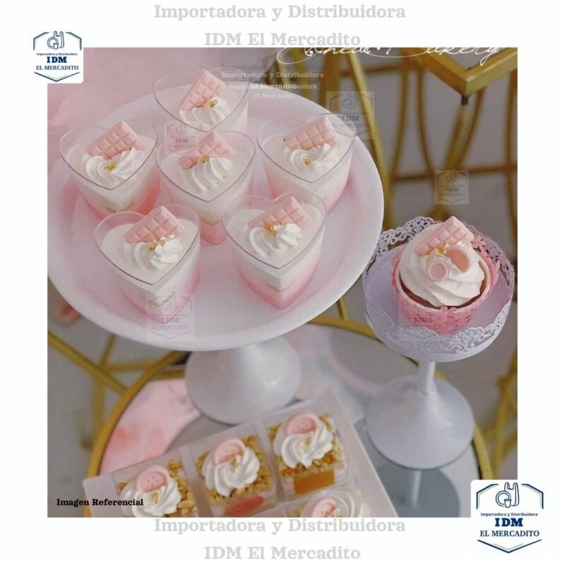 Mini tazas de postre en forma de corazón, 2.3 oz, 77 x 70 x 45 mm, en paquetes de 10 unidades