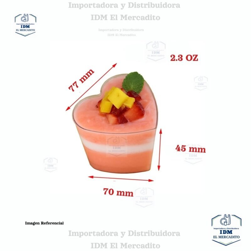 Mini tazas de postre en forma de corazón, 2.3 oz, 77 x 70 x 45 mm, en paquetes de 10 unidades