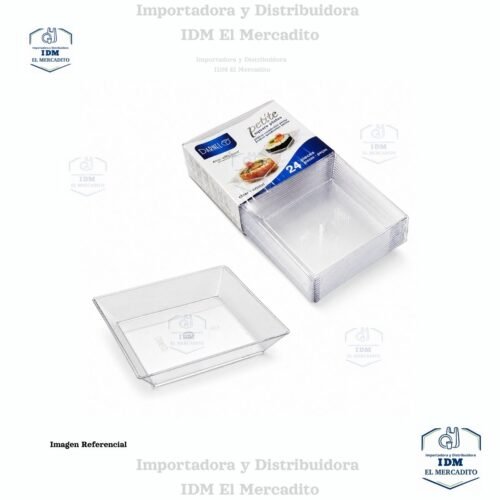 Plato cuadrado cristal petite 24 unidades