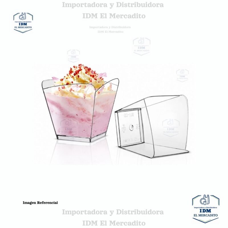 Vasos Desechables de Plástico Cuadrados Pequeños Transparentes de 3.5 oz, 10 unidades por paquete