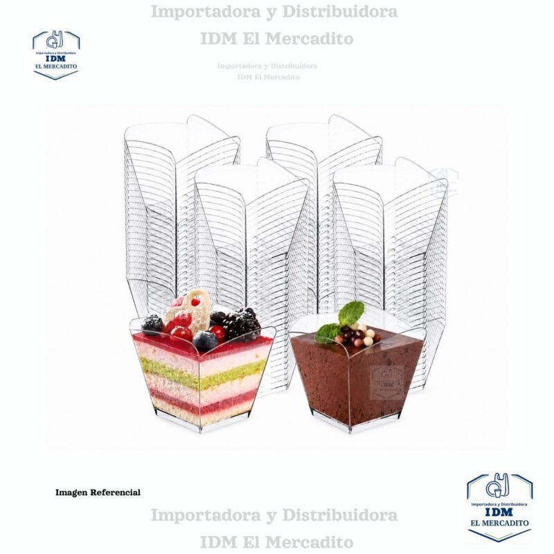 Vasos Desechables de Plástico Cuadrados Pequeños Transparentes de 3.5 oz, 10 unidades por paquete
