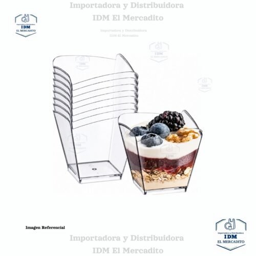 Vasos Desechables de Plástico Cuadrados Pequeños Transparentes de 3.5 oz, 10 unidades por paquete