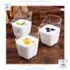 Mini Vasos Transparentes Cuadrados Diagonales para postres, Mousse, Yogur, Helado, Gelatina, Flan, en paquetes de 10 unidades