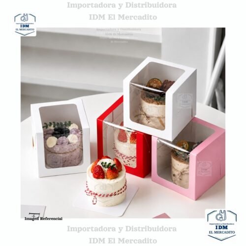 Caja de pastel rectangular mini de 11 cm con ventana transparente - Empaque de PP y PET para repostería francesa, postres, horneados y dulces.