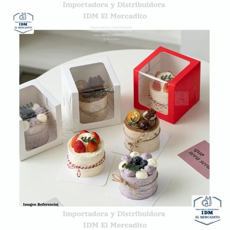 Caja de pastel rectangular mini de 11 cm con ventana transparente - Empaque de PP y PET para repostería francesa, postres, horneados y dulces.
