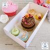 Caja para mini queque y cup cakes, 4 cup cakes + 1 mini queque, con tapa transparente