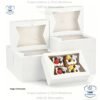 Caja para reposteria blanca con ventana, 20 x 15 x 6.5 cm