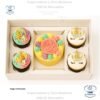Caja para mini queque y cup cakes, 4 cup cakes + 1 mini queque, con tapa transparente