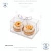 Caja cup cake 2 unidades, para muffins, con caja plastica transparente y bases de color blanco y dorado 18 x 10 x 10 cm