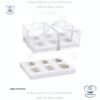 Caja cup cake 6 unidades, para muffins, con caja plastica transparente y bases de color blanco y dorado 27 x 18 x 10 cm