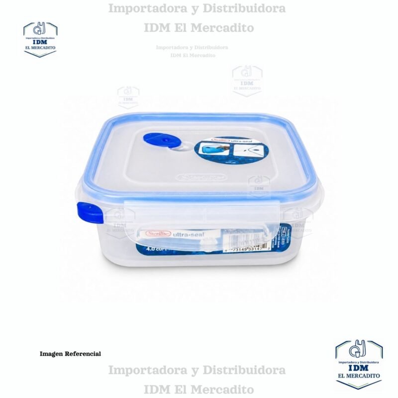 Sterilite Ultra-Seal 4.0 recipiente cuadrado, Contenedor de Almacenamiento de Alimentos con Cierre, Sello Hermético Impermeable