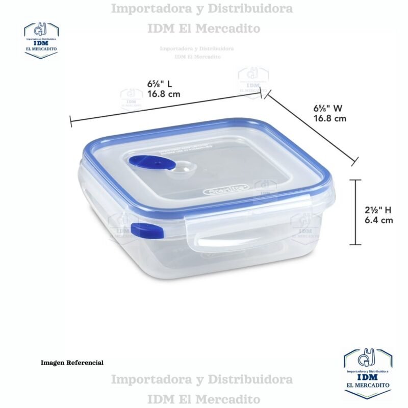 Sterilite Ultra-Seal 4.0 recipiente cuadrado, Contenedor de Almacenamiento de Alimentos con Cierre, Sello Hermético Impermeable