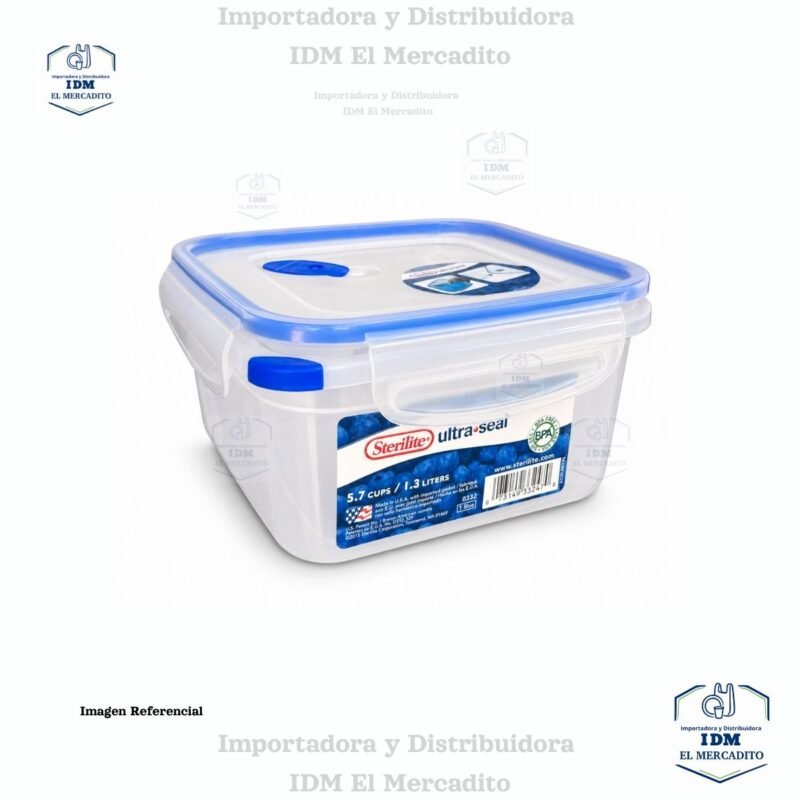 Sterilite Ultra-Seal 5.7 tazas, recipiente cuadrado, Contenedor de Almacenamiento de Alimentos con Cierre, Sello Hermético Impermeable
