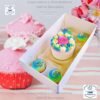 Caja para mini queque y cup cakes, 4 cup cakes + 1 mini queque, con tapa transparente
