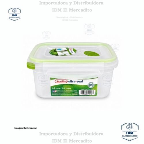 Sterilite Ultra-Seal - Recipiente rectangular de 4.5 tazas, contenedor hermético para almacenamiento de alimentos, tapa con pestillo, apto para microondas y lavavajillas, transparente