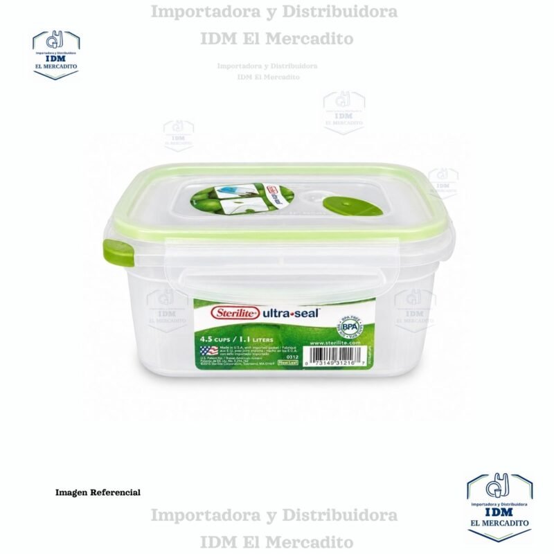 Sterilite Ultra-Seal - Recipiente rectangular de 4.5 tazas, contenedor hermético para almacenamiento de alimentos, tapa con pestillo, apto para microondas y lavavajillas, transparente