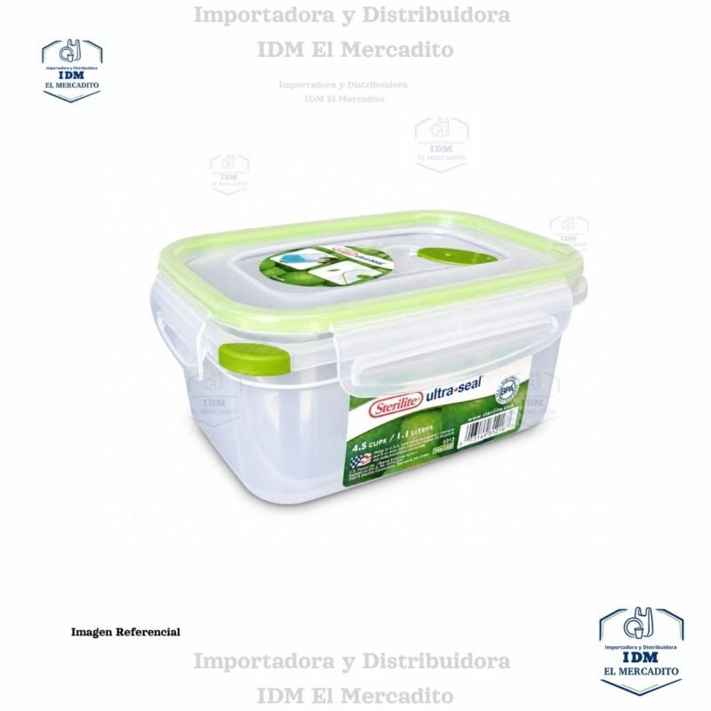 Sterilite Ultra-Seal - Recipiente rectangular de 4.5 tazas, contenedor hermético para almacenamiento de alimentos, tapa con pestillo, apto para microondas y lavavajillas, transparente