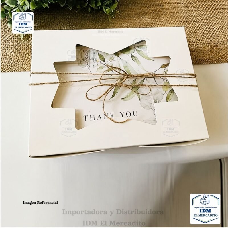 Caja para reposteria blanca con ventana, 20 x 15 x 6.5 cm