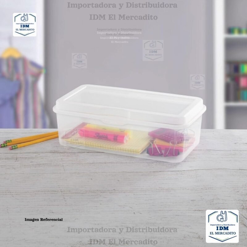 Sterilite Caja Organizadora Rectangular Grande Transparente con Tapa Abatible – Apilable y Multiusos