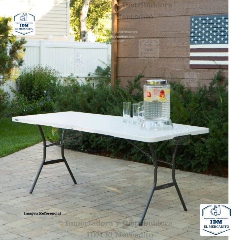 Mesa de resina plegable, 180 x 75 x 73 cm