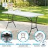 Mesa de resina plegable, 180 x 75 x 73 cm