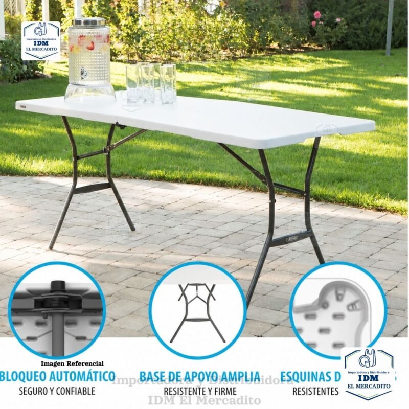 Mesa de resina plegable, 180 x 75 x 73 cm