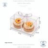 Caja cup cake 2 unidades, para muffins, con caja plastica transparente y bases de color blanco y dorado 18 x 10 x 10 cm