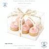 Caja cup cake 6 unidades, para muffins, con caja plastica transparente y bases de color blanco y dorado 27 x 18 x 10 cm
