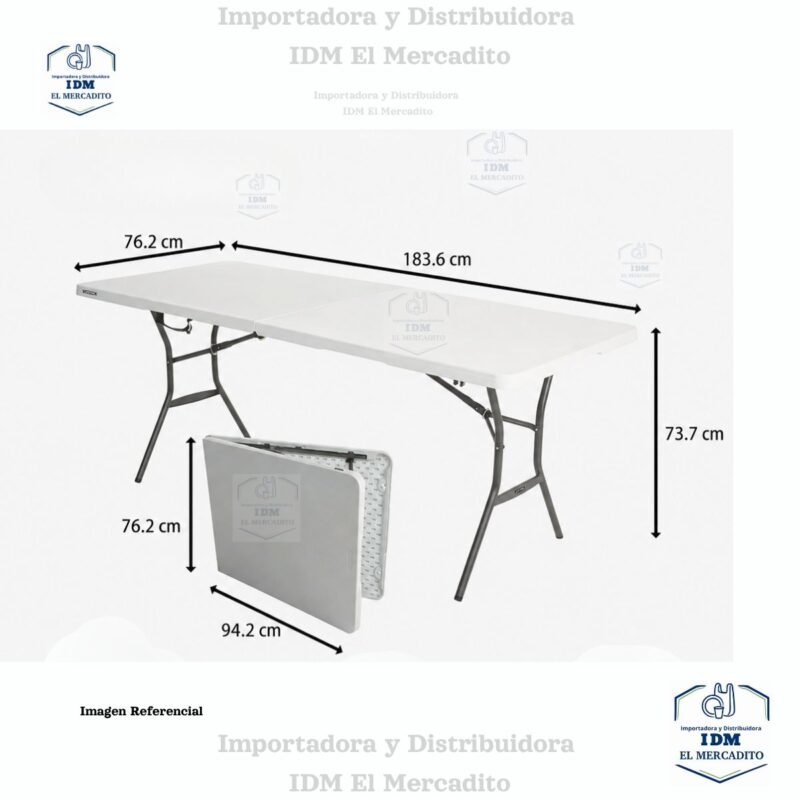 Mesa de resina plegable, 180 x 75 x 73 cm